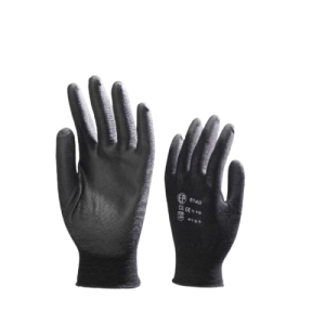 Gant polyester noir, paume enduite PU noir Réf.  6140